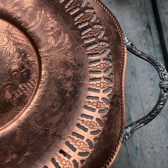 Vtg copper serving tray place paisley Canada dish - Picture 7 of 7